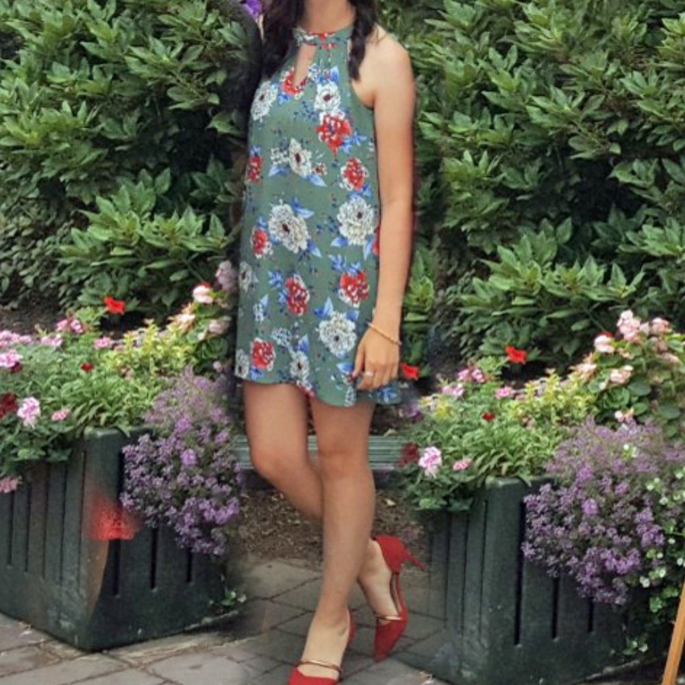 As U Wish lined keyhole neckline floral dress S
